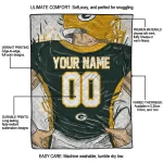 customized green bay packers player sketch green gray quilt blanket best selling
