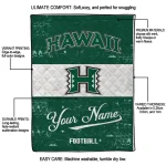 customized hawaii rainbow warriors hibiscus burst green white quilt blanket best selling