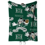 customized hawaii rainbow warriors mickey football green quilt blanket best selling