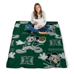 customized hawaii rainbow warriors mickey football green quilt blanket best selling