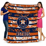 customized houston astros layered florals blue white quilt blanket best selling
