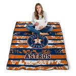 customized houston astros layered florals blue white quilt blanket best selling