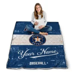 customized houston astros snoopy victory blue white quilt blanket best selling