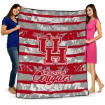 customized houston cougars layered florals red white quilt blanket best selling