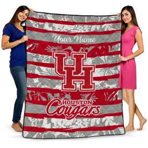 customized houston cougars layered florals red white quilt blanket best selling