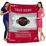 customized houston rockets grunge patch red white quilt blanket best selling