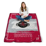 customized houston rockets grunge patch red white quilt blanket best selling