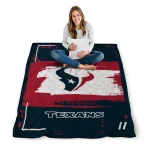 customized houston texans grunge patch blue white quilt blanket best selling
