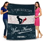 customized houston texans hibiscus burst blue white quilt blanket best selling