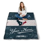 customized houston texans hibiscus burst blue white quilt blanket best selling