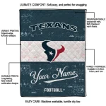 customized houston texans hibiscus burst blue white quilt blanket best selling