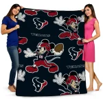 customized houston texans mickey football blue quilt blanket best selling