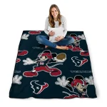 customized houston texans mickey football blue quilt blanket best selling
