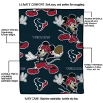 customized houston texans mickey football blue quilt blanket best selling