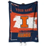 customized illinois fighting illini grunge patch blue white quilt blanket best selling
