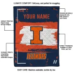 customized illinois fighting illini grunge patch blue white quilt blanket best selling