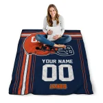 customized illinois fighting illini helmet theme blue quilt blanket best selling