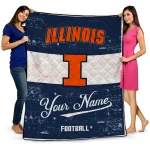 customized illinois fighting illini hibiscus burst blue white quilt blanket best selling