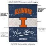 customized illinois fighting illini hibiscus burst blue white quilt blanket best selling