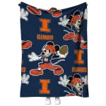 customized illinois fighting illini mickey football blue quilt blanket best selling