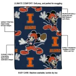 customized illinois fighting illini mickey football blue quilt blanket best selling
