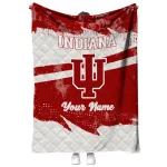 customized indiana hoosiers brushstroke layers red quilt blanket best selling