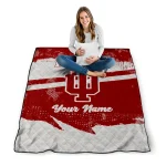 customized indiana hoosiers brushstroke layers red quilt blanket best selling