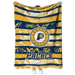 customized indiana pacers layered florals blue white quilt blanket best selling
