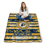 customized indiana pacers layered florals blue white quilt blanket best selling