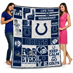 customized indianapolis colts helmet passion blue quilt blanket best selling