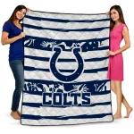 customized indianapolis colts layered florals blue white quilt blanket best selling