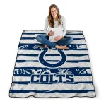 customized indianapolis colts layered florals blue white quilt blanket best selling
