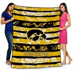 customized iowa hawkeyes layered florals black white quilt blanket best selling