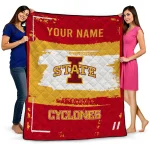 customized iowa state cyclones grunge patch red white quilt blanket best selling