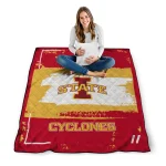 customized iowa state cyclones grunge patch red white quilt blanket best selling