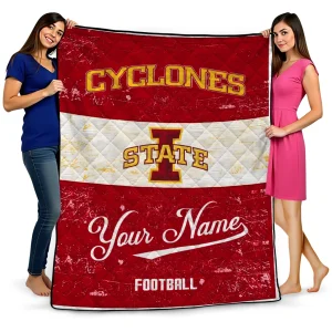 customized iowa state cyclones hibiscus burst red white quilt blanket best selling
