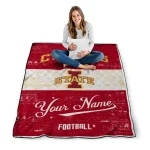customized iowa state cyclones hibiscus burst red white quilt blanket best selling