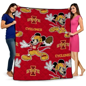 customized iowa state cyclones mickey football red quilt blanket best selling