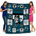 customized jacksonville jaguars mickey crimson teal white quilt blanket best selling