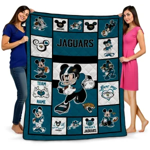 customized jacksonville jaguars mickey crimson teal white quilt blanket best selling