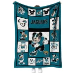 customized jacksonville jaguars mickey crimson teal white quilt blanket best selling