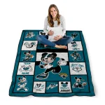 customized jacksonville jaguars mickey crimson teal white quilt blanket best selling