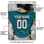 customized jacksonville jaguars player sketch teal gray quilt blanket best selling