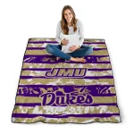 customized james madison dukes layered florals purple white quilt blanket best selling