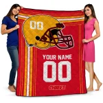 customized kansas city chiefs helmet theme red quilt blanket best selling