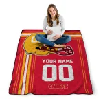 customized kansas city chiefs helmet theme red quilt blanket best selling