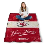 customized kansas city chiefs hibiscus burst red white quilt blanket best selling