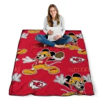 customized kansas city chiefs mickey football red quilt blanket best selling