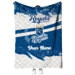 customized kansas city royals brushstroke layers royal blue quilt blanket best selling