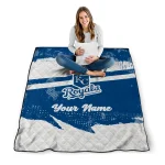 customized kansas city royals brushstroke layers royal blue quilt blanket best selling